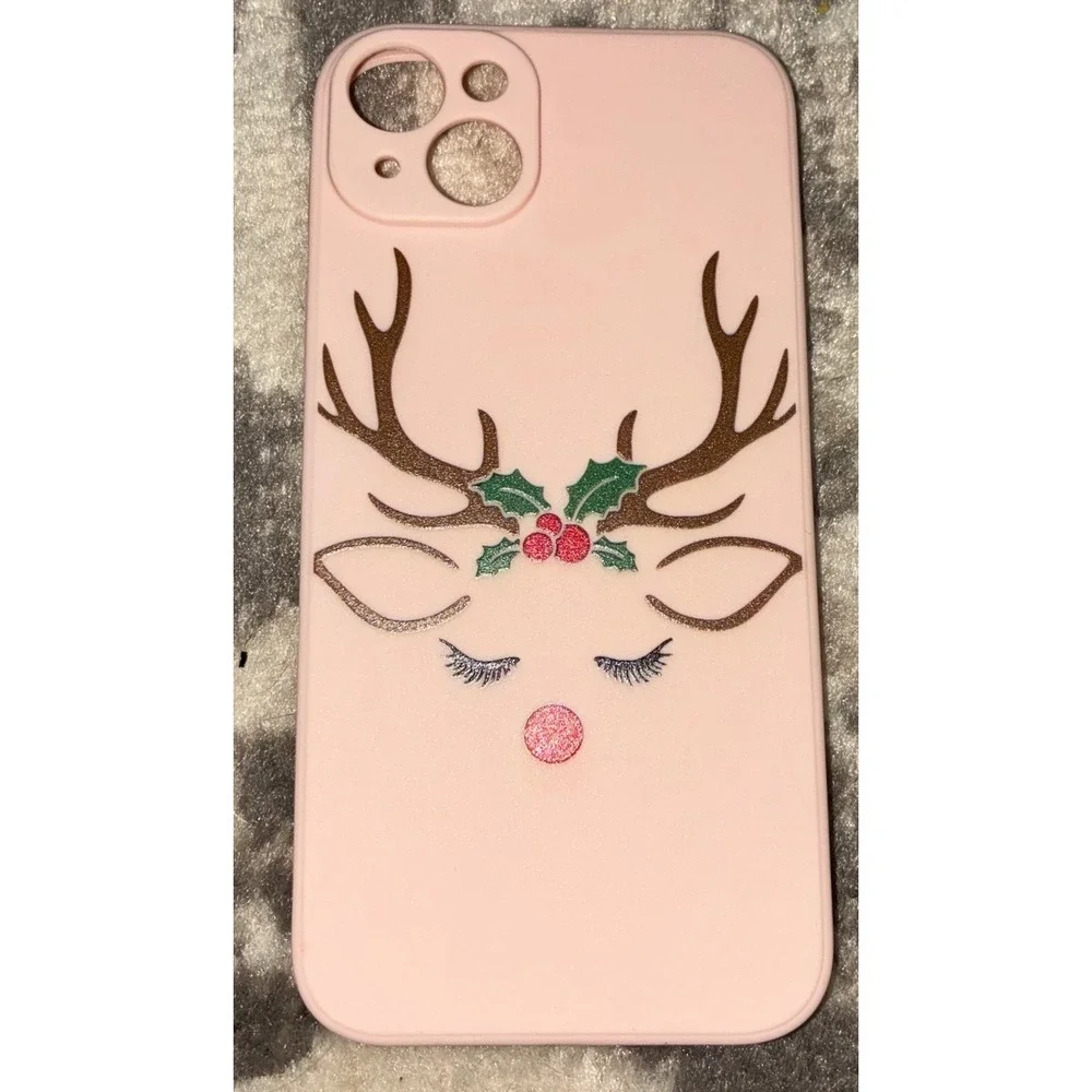 Unbranded IPhone 14Plus Case Pink Reindeer (NEW)
